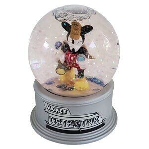 DISNEY Mickey Mouse Detective Water Snow Globe #6407 Mickey & Co Hand Crafted